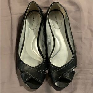 Land's End leather peep toe flats